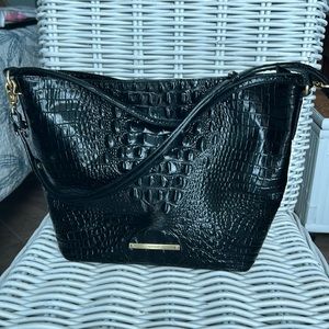 BRAHMIN Black Leather Purse 10 inches high and 15 inches wide